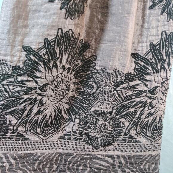 Lapis Smocked Sleeveless Brown Embroidered Dress Boho Festival Size OS - Picture 4 of 9